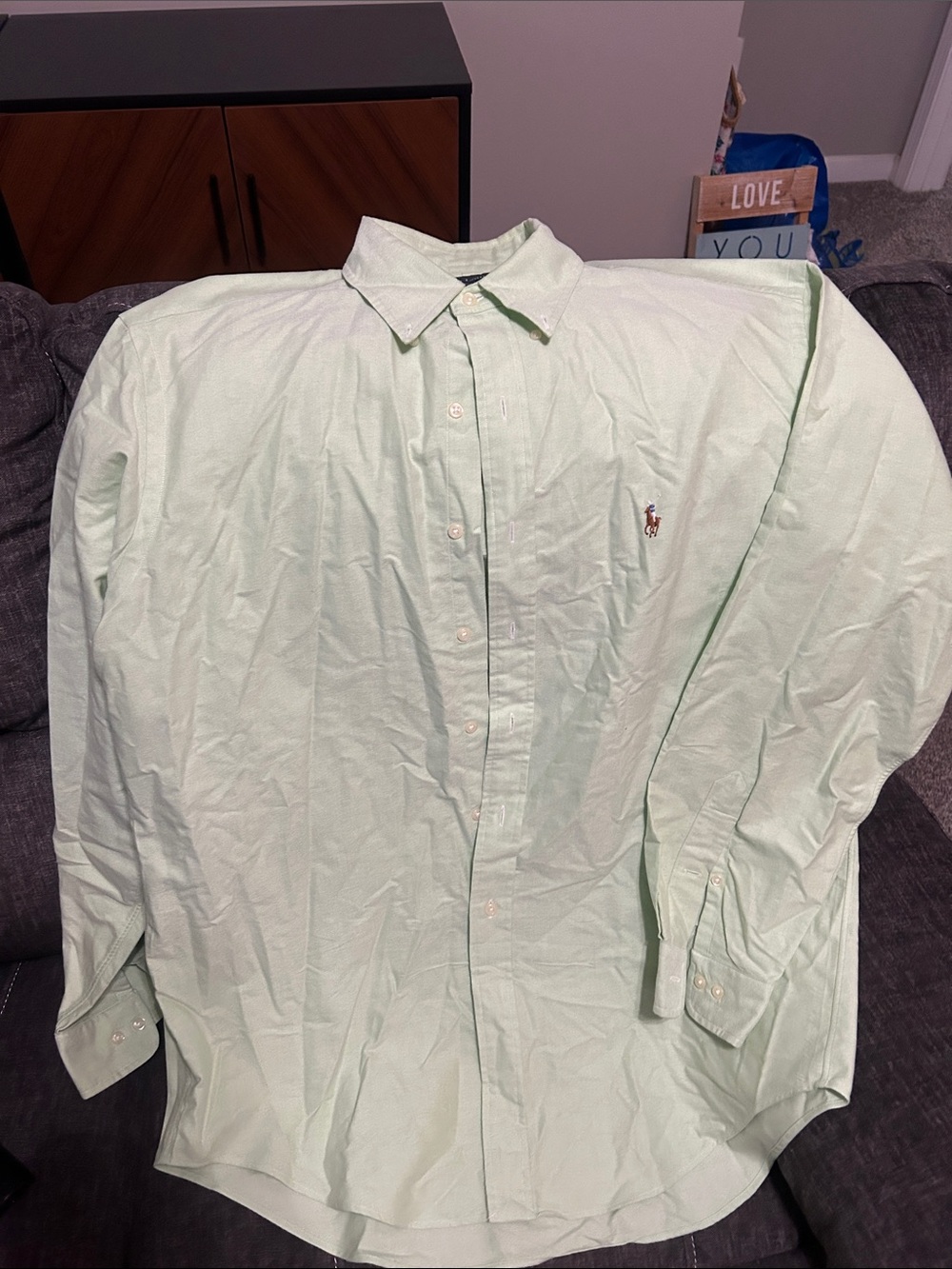 Ralph Lauren Men's Mint Green Button-Down Shirt